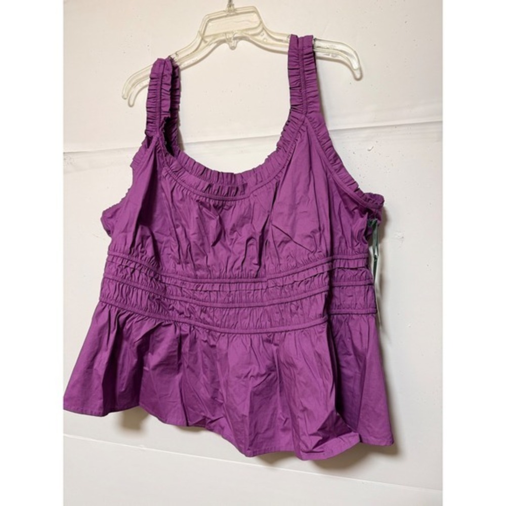 Women Peplum Tank Top 4X Purple Smocked Cotton Boho Business Casual Y2K Cottage - Picture 4 of 11